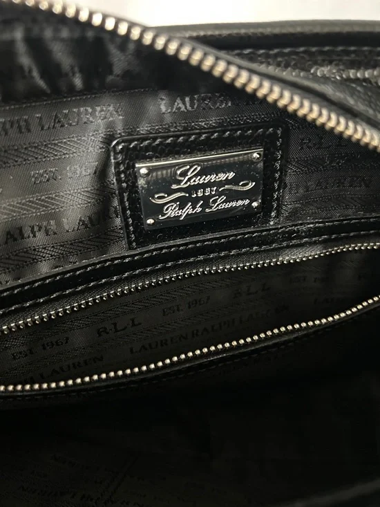 Lauren Ralph Lauren Classic Black Textured Leather Tote Shoulder Bag Purse 🌺🌺 - Picture 10 of 14